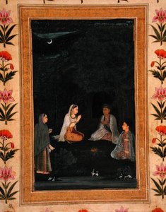 Signora che visita un ashram di notte, dal Piccolo Album Clive da Mughal School