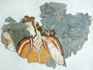 Dama di corte, affresco dal Palazzo di Micene, Grecia, Civiltà Micenea da Mycenaean