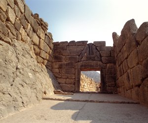 Veduta della Porta dei Leoni nella città di Micene, Grecia da Mycenaean