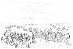 Corsa di cavalli dei nativi americani, 1841 da Myers and Co