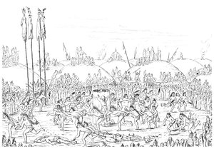 Cerimonia religiosa, Villaggio Mandan da Myers and Co