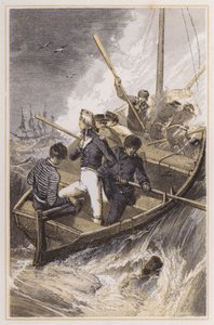 Nelson portato a bordo della sua nave durante una tempesta da Myles Birket (after) Foster