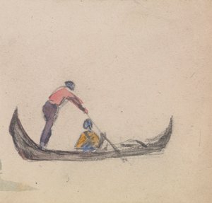 Uno di un gruppo di tre studi di gondole da Myles Birket Foster