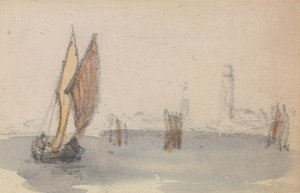 Uno di un gruppo di tre studi sulla laguna veneziana da Myles Birket Foster