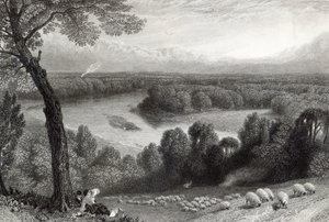 Il Tamigi da Richmond Hill, inciso da J. Saddler, stampato da Cassell, Petter e Galvin da Myles Birket Foster