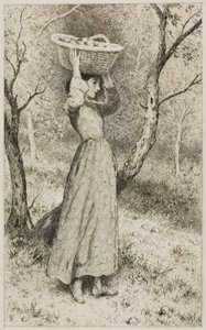 Giovane Ragazza in un Frutteto con un Cesto di Frutta da Myles Birket Foster