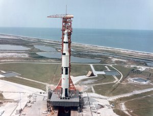 Apollo 15 sulla rampa di lancio al Kennedy Space Center, Florida, USA, 1971
