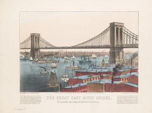 Il grande ponte del fiume East: per collegare le città di New York e Brooklyn, c.1872