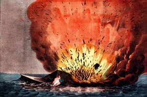 Guerra civile americana (1861-1865): battaglia di Hampton Roads 8-9 marzo da N. and Ives J.M. (1824 95) Currier