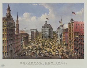 Broadway, New York dal Western Union Telegraph Building guardando a nord da Currier and Ives