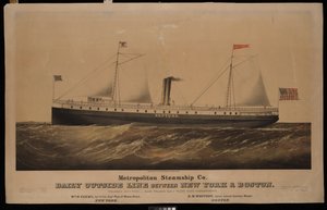 Metropolitan Steamship Co. linea esterna giornaliera tra New York e Boston... Nettuno da N. and Ives J.M. (1824 95) Currier