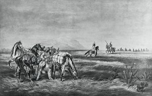 Pace o guerra, incontro tra gli indiani e i cacciatori bianchi, pubblicato da Colin Simkin da Currier and Ives