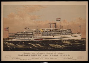I piroscafi Massachusetts e Rhode Island della Providence and Stonington Co. New York e Boston via Providence. Quotidianamente dal Pier 29 N.R. - ai piedi di Warren St. N.Y. da N. and Ives J.M. (1824 95) Currier