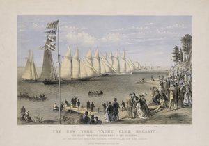 La regata del New York Yacht Club, c.1869 (litografia a colori) da Currier and Ives
