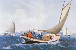 Pesca a traina per pesci azzurri al largo della costa del Maine da Currier and Ives
