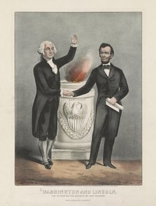 Washington e Lincoln. Il padre e il salvatore del nostro paese, c.1865 da Currier and Ives