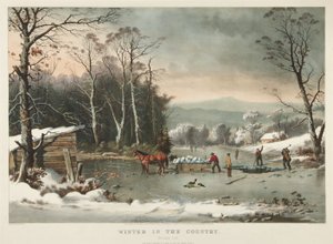 Inverno in campagna, raccolta del ghiaccio da Currier and Ives
