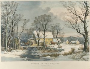 Inverno in campagna, il vecchio mulino da Currier and Ives