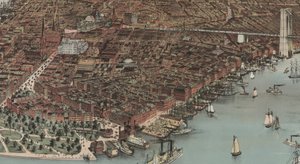 La Città di New York (dettaglio), 1883 da N. and Ives, J.M. Currier