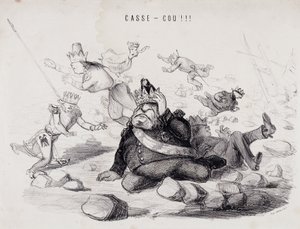 Dareneck!!! (Collo spezzato). Litografia di Gabriel Aubert, stampatore a Parigi che pubblica il giornale "La Caricature" da Nadar
