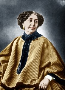 Scrittrice francese George Sand (Aurore Dupin 1804-1876) 1864, foto di Nadar, documento colorizzato da Nadar
