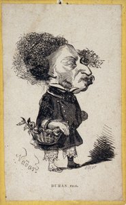 Ritratto caricatura di Alexandre Dumas Jr. (1824-1895), scrittore francese. Caricatura di Gaspard Felix Tournachon detto Felix Nadar (1820-1910) da Nadar