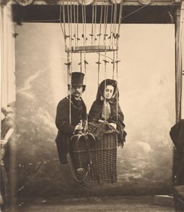 [Nadar con sua moglie, Ernestine, in una mongolfiera], ca. 1865, stampato anni 1890