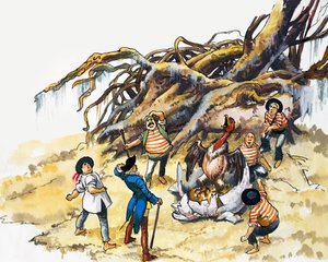 Le meravigliose avventure del Barone di Munchausen (gouache su carta) da Nadir Quinto