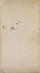 Cuccioli, passeri e crisantemi, 1754-1799 da Nagasawa Rosetsu