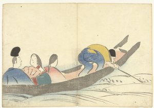 Persone in una barca Prentenalbum van Korin Korin gafu da Nakamura Hochu