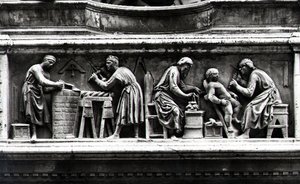 Rilievo che raffigura artisti e artigiani al lavoro da Nanni di Banco