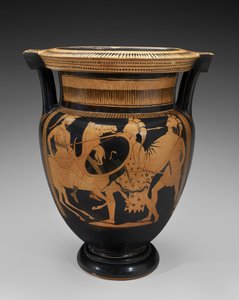 Cratere a colonna a figure rosse con scena di battaglia, 460-450 a.C. da Naples Painter (attr. to)