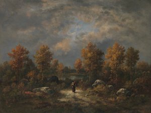 Autunno: Lo Stagno nel Bosco da Narcisse Virgile Diaz de la Peña