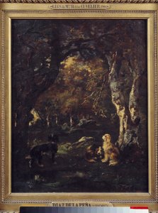 Cani nella foresta, dipinto di Narcisse Diaz de la Peña da Narcisse Virgile Diaz de la Peña