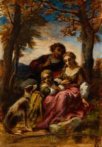 Figure e un cane in un paesaggio da Narcisse Virgile Diaz de la Peña