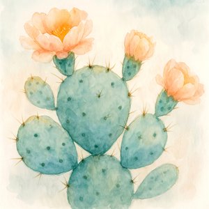 Cactus in fiore ad acquerello