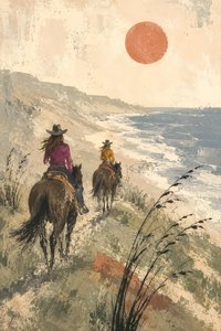 Passeggiata a cavallo lungo la costa al tramonto