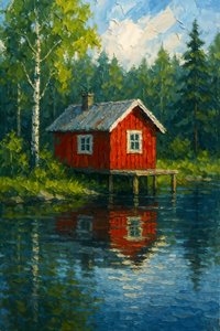 Riflesso sul lago Red Cabin