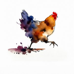 Pollo dai vivaci colori ad acquerello