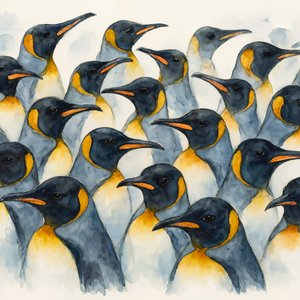 Pinguini imperatori ad acquerello da Natalie Bruns