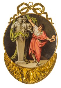Medaglione smaltato raffigurante un attore drammatico con toga classica da Nathan Benn