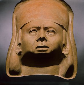 Stampo in argilla Moche per colare ceramica con ritratto di testa di uomo da Nathan Benn