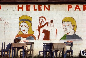 Murale al caffè Helen of Troy a Troia, Turchia