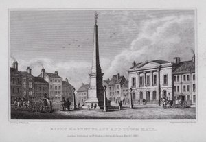 Piazza del mercato e municipio di Ripon da Nathaniel (after) Whittock