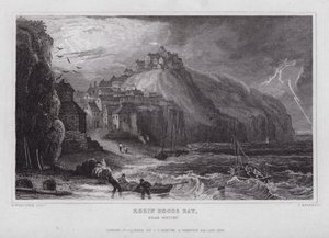 Robin Hoods Bay, vicino a Whitby da Nathaniel (after) Whittock