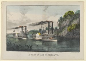 Una corsa sul Mississippi da Currier and Ives
