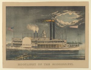 Chiaro di luna sul Mississippi, 1872-74 da Currier and Ives