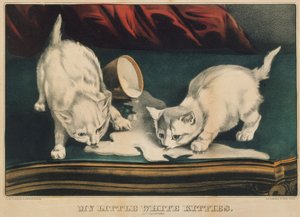 I miei piccoli gattini bianchi - Nei guai, 1871 da Currier and Ives