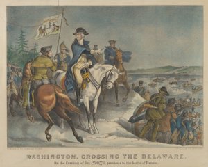 Washington attraversa il Delaware la sera del 25 dicembre 1776, prima della battaglia, 1876 da Currier and Ives