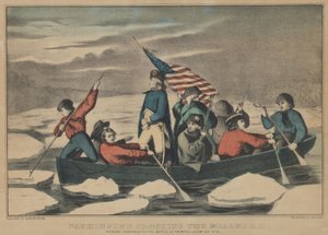Washington attraversa il Delaware - Sera precedente alla battaglia di Trenton, dicembre..., 1857-71 da Currier and Ives